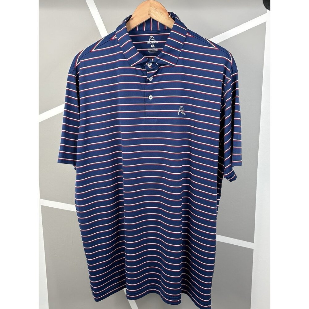 Rhoback Golf Polo Men’s XL Red White Blue US Flag 3 Button Stretch SS